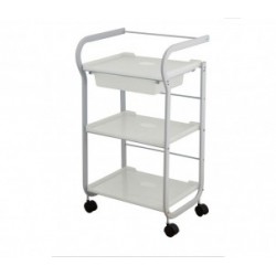 Part Metal Trolley with 3 Shelves and Drawer Tray (white)