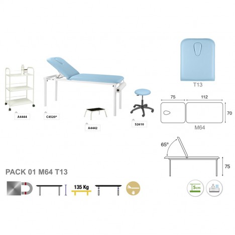 Pack equipamiento metálico blanco  M44 62x188  T13