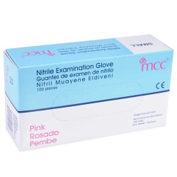Guantes para examen de nitrilo rosa sin polvo