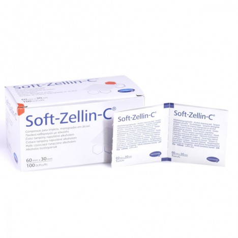 Toallita con alcohol Soft-ZELLIN 60x30mm. HARTMANN caja 100 uds