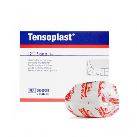 Tensoplast 5 cm x 4,5 metros: Venda elástica adhesiva (Caja de 12 unidades) 