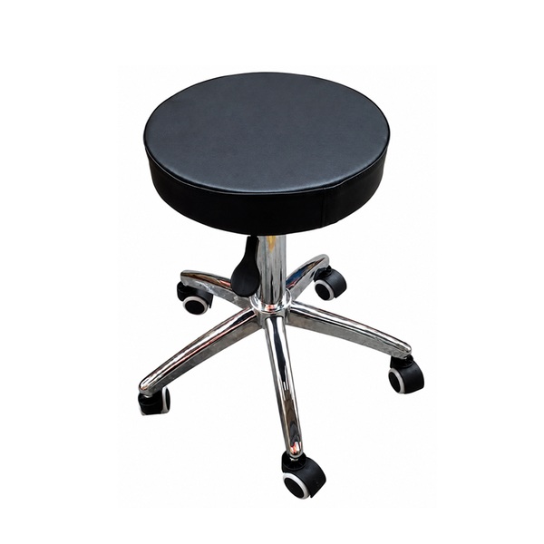 Taburete negro con las patas cromadas