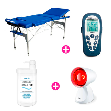 ENVÍO GRATIS Pack Fisio Estudiante - Camilla + Electroestimulador + Crema + Lámpara